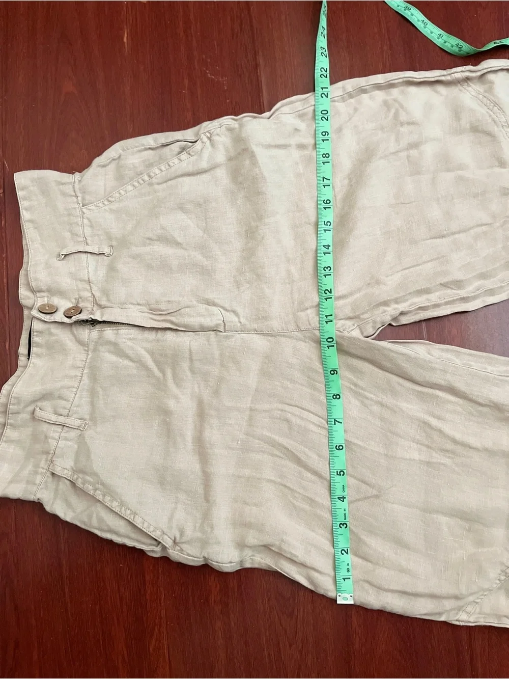 Nicole Miller 100% linen women’s Linen-Blend Chinos in Pale Pink - Picture 7 of 8